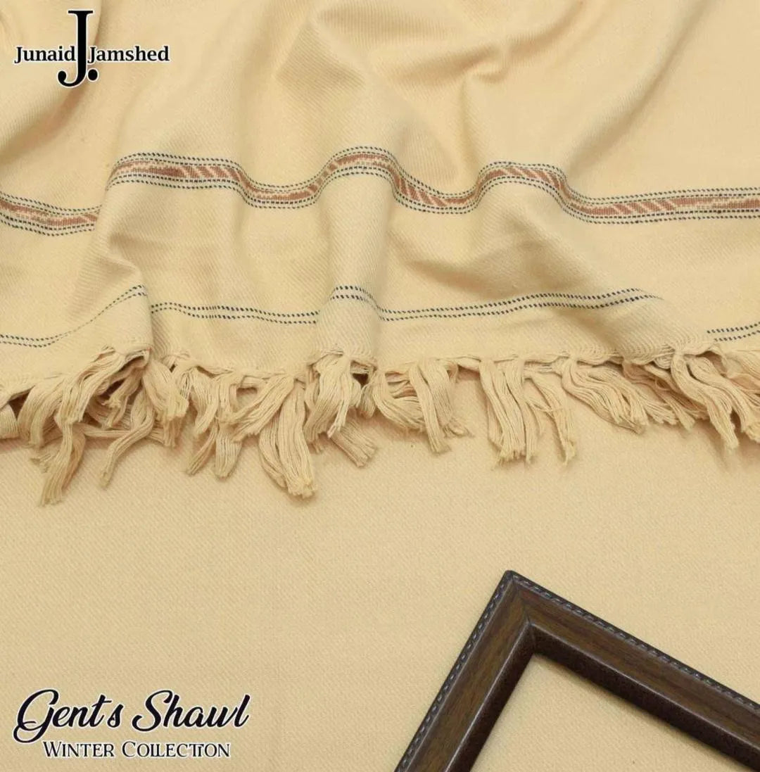 Men's Beige Pashmina Wool Shawl 2.5 Gazz