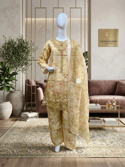Pakistani Embroidered Khaddar Suit with Dupatta