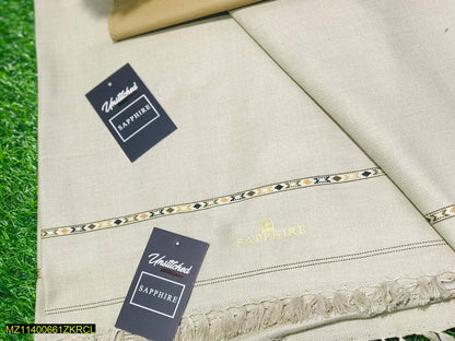 Men Wool Shawl Beige Border 2.75m