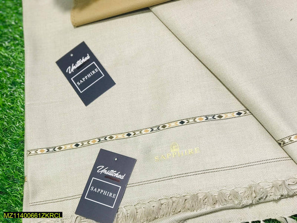 Men Wool Shawl Beige Border 2.75m