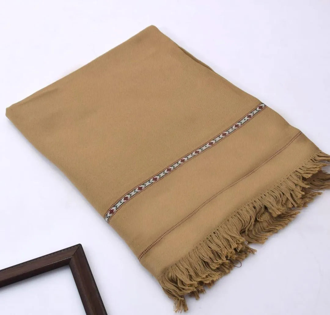 Men's Wool Shawl Brown Embroidered Winter Warm