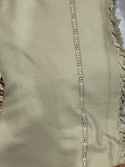 Men's Wool Shawl Green Fringed Warm Pakistan