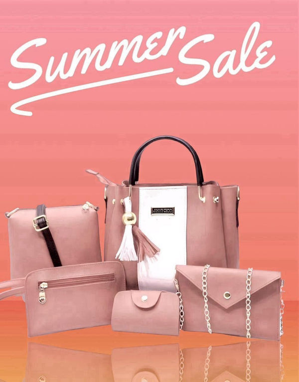 Maroon 5-Piece Rexine Handbag Set for Women