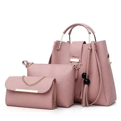 Blue Rexine Handbag Set 3-Piece Office School Wedding