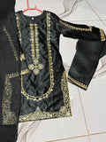 Black Shamoz Silk Embroidered Kurta Shalwar Set for Girls 5-10 Years