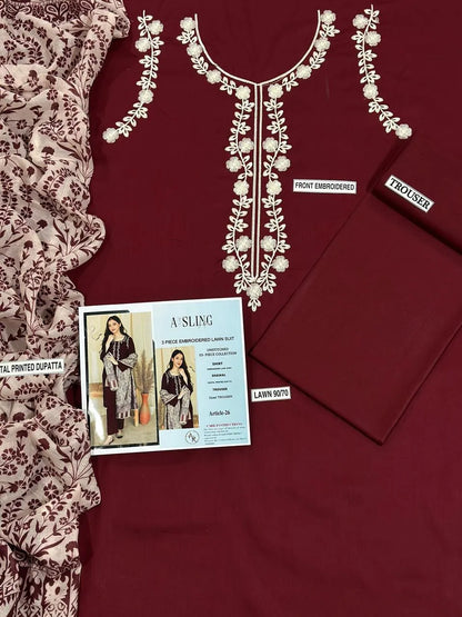 Women Embroidered Maroon Kurta with Floral Shawl