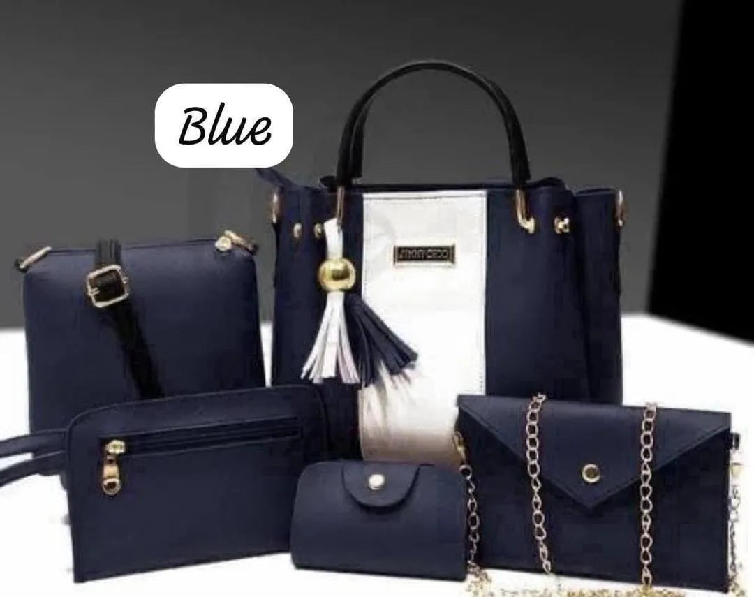 Green 5-Piece Leather Handbag Set for Women