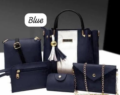 Green 5-Piece Leather Handbag Set for Women