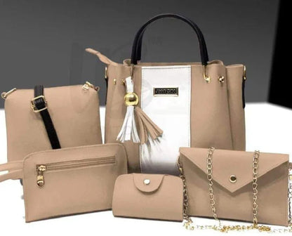 Green 5-Piece Leather Handbag Set for Women