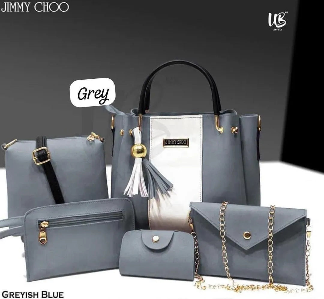 Green 5-Piece Leather Handbag Set for Women