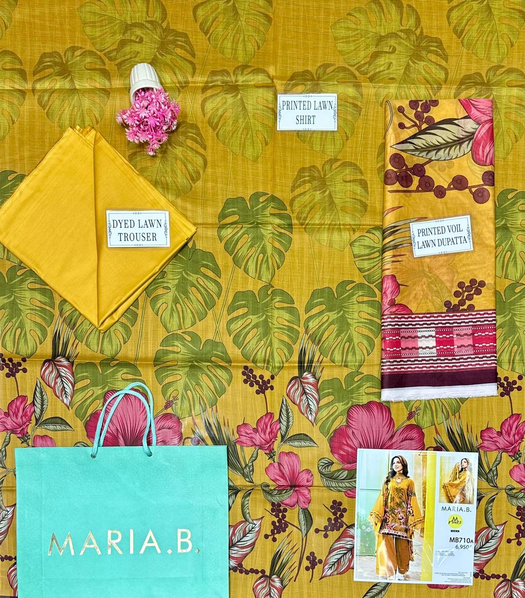 Golden Printed Lawn Suit for Pakistani Women