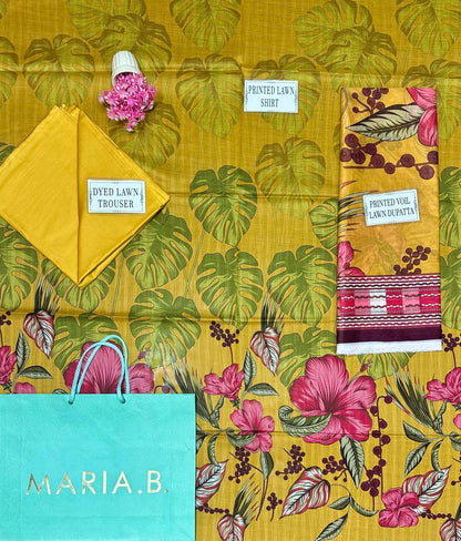 Golden Printed Lawn Suit for Pakistani Women