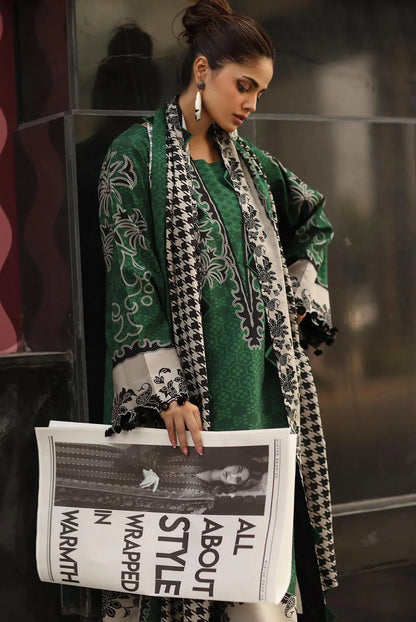 Green Printed Lawn 3Pcs Women Suit Set