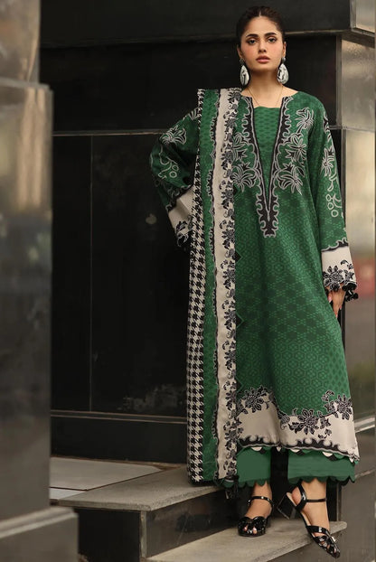 Green Printed Lawn 3Pcs Women Suit Set