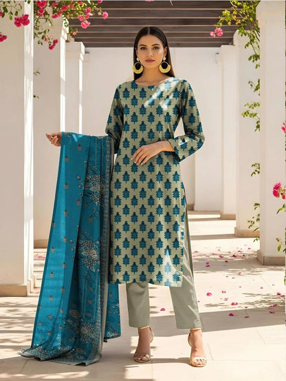 Teal Embroidered Pakistani Traditional 3-Piece Set