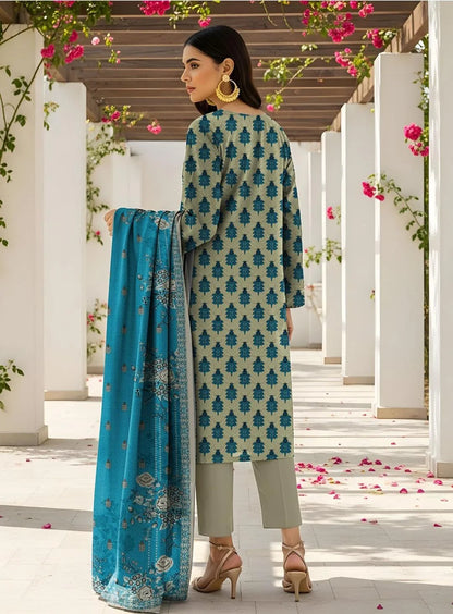 Teal Embroidered Pakistani Traditional 3-Piece Set