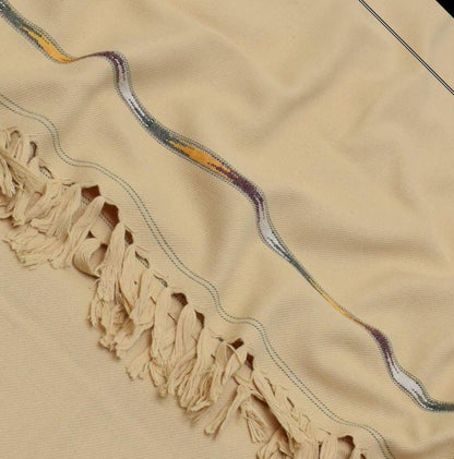 Peach Wool Shawl Winter Warm Elegant Embroidered Border